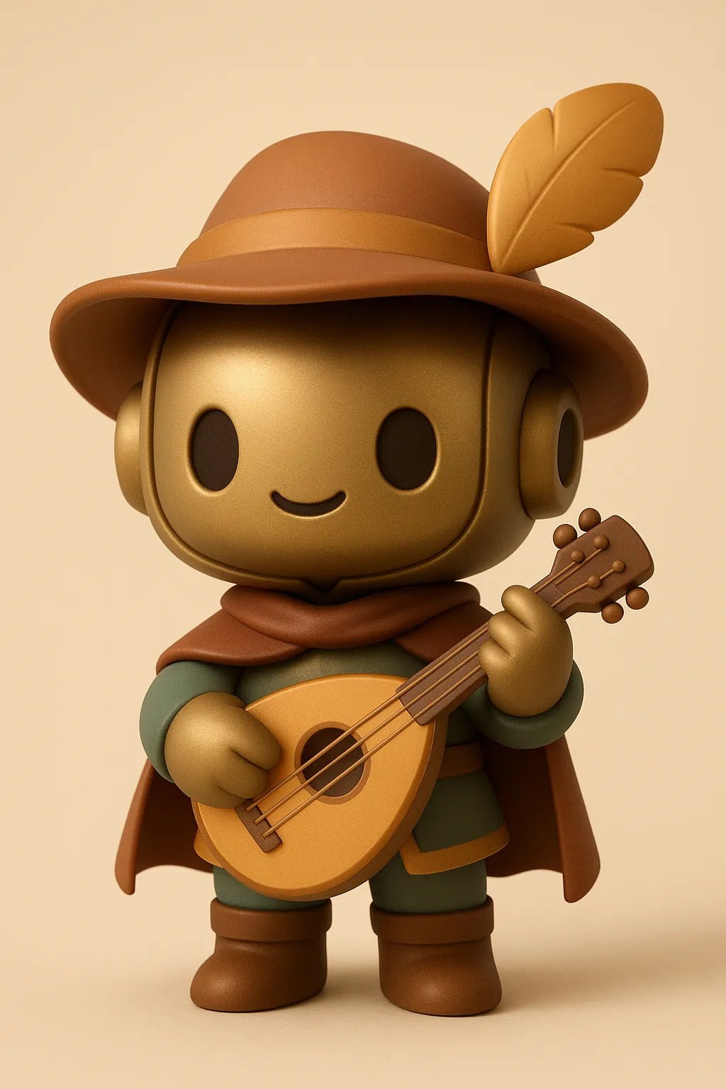 Example output from the Chibi Collectible Character Figures ChatGPT prompt. Cute vinyl-style chibi character: Robot Bard
