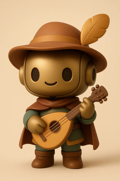 Example output from the Chibi Collectible Character Figures ChatGPT prompt. Cute vinyl-style chibi character: Robot Bard