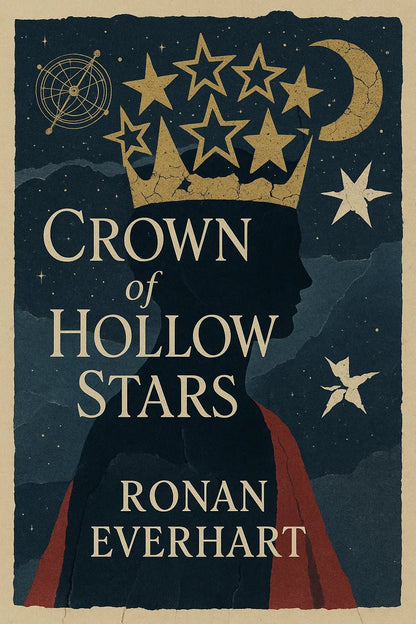 Example output from the Collage Surrealism Book Covers ChatGPT prompt: vintage-inspired book covers. Crown of Hollow Stars.