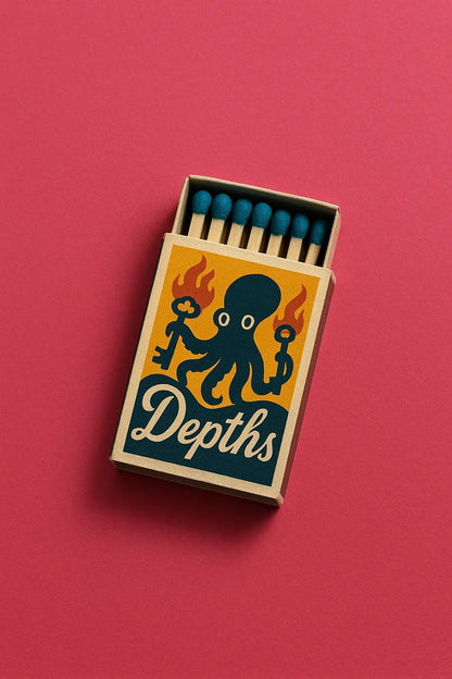Example output from the Collectible Matchbox Label Mockup ChatGPT prompt: Depths
