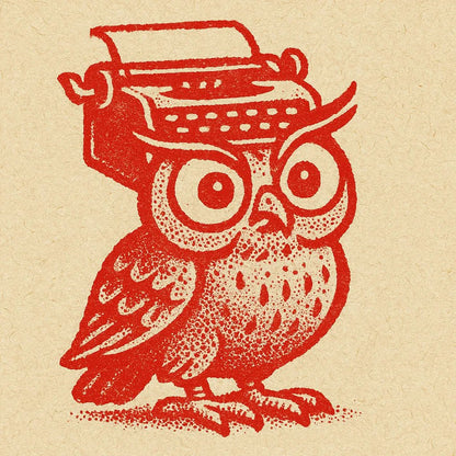 Example output from the Craft Paper Cartoon Mascots Logos ChatGPT prompt: bold red character icon Owl.