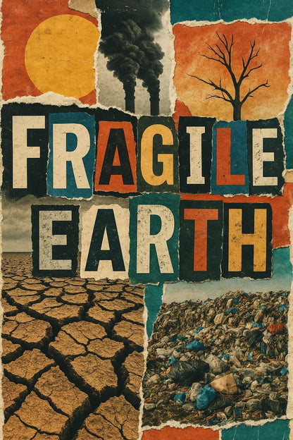 Example output from the Creative Magazine Cutout Collages ChatGPT prompt: Fragile Earth.