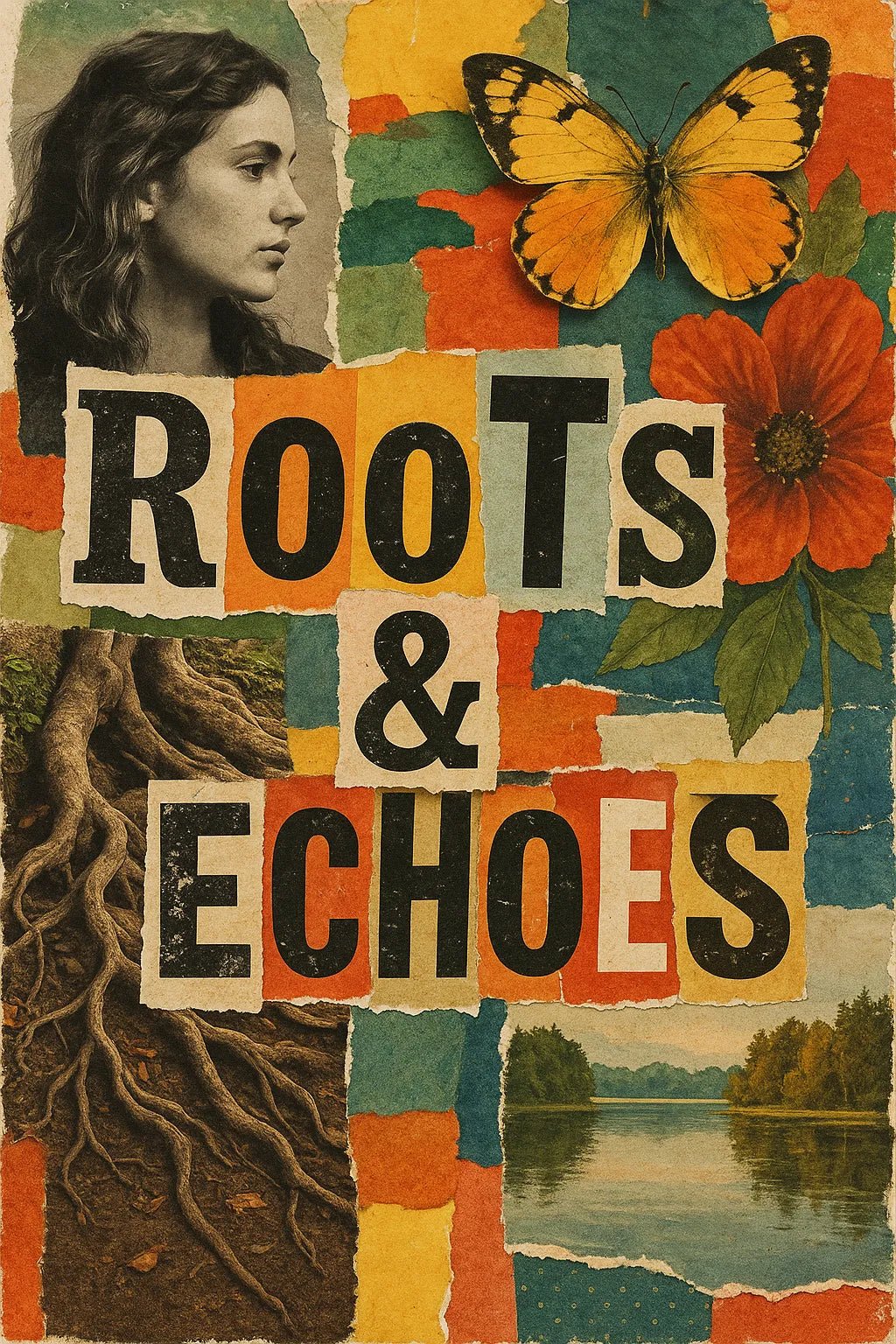 Example output from the Creative Magazine Cutout Collages ChatGPT prompt: Roots & Echoes.