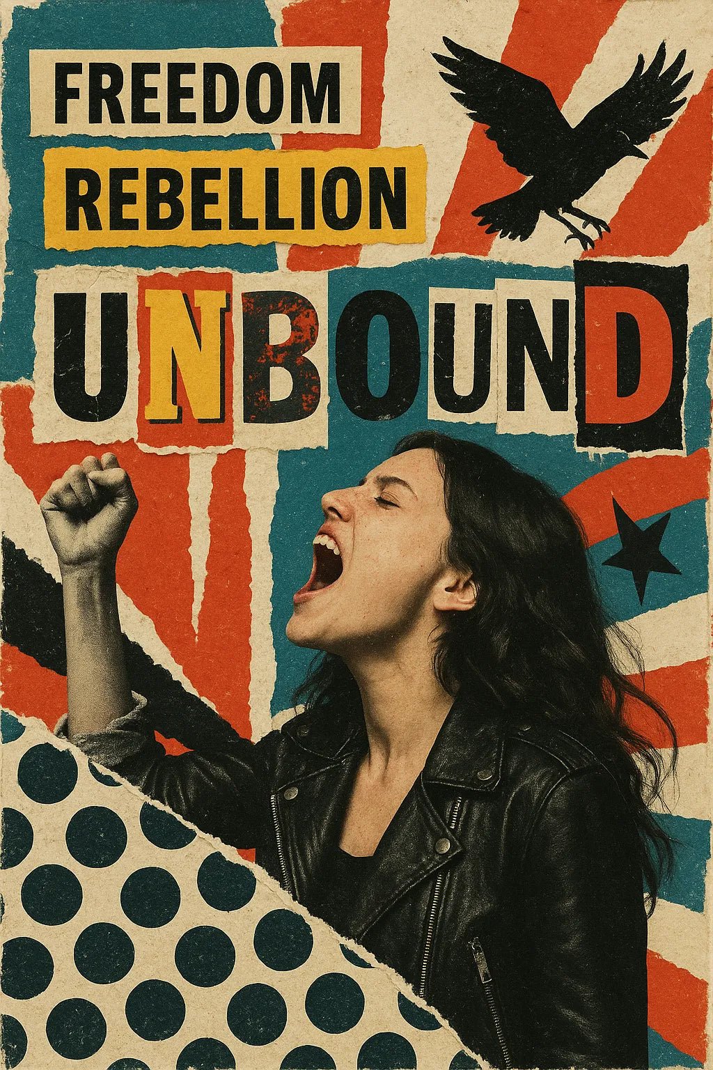 Example output from the Creative Magazine Cutout Collages ChatGPT prompt: Unbound.