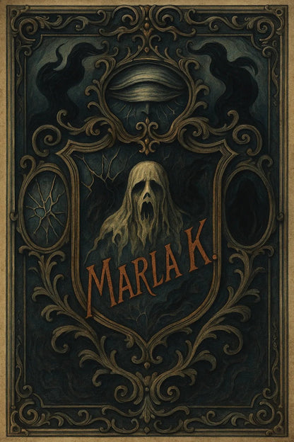 Example output from the Custom Crest Bookplates ChatGPT prompt: surrealist bookplate designs with ornate crests, personalized names, intricate symbolism, and vintage-style layout—ideal for collectors and creative gifting. Marla K.