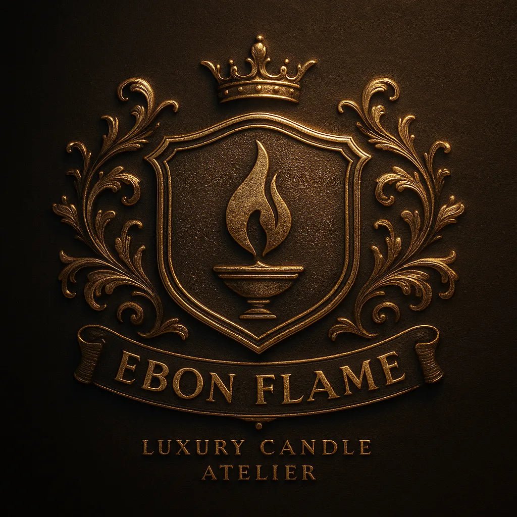 Example output from the Custom Luxury Brand Emblems ChatGPT prompt: elegant crest logos with embossed textures, soft lighting, dual-tone finishes, and regal symmetry—ideal for luxury branding. Ebon Flame.