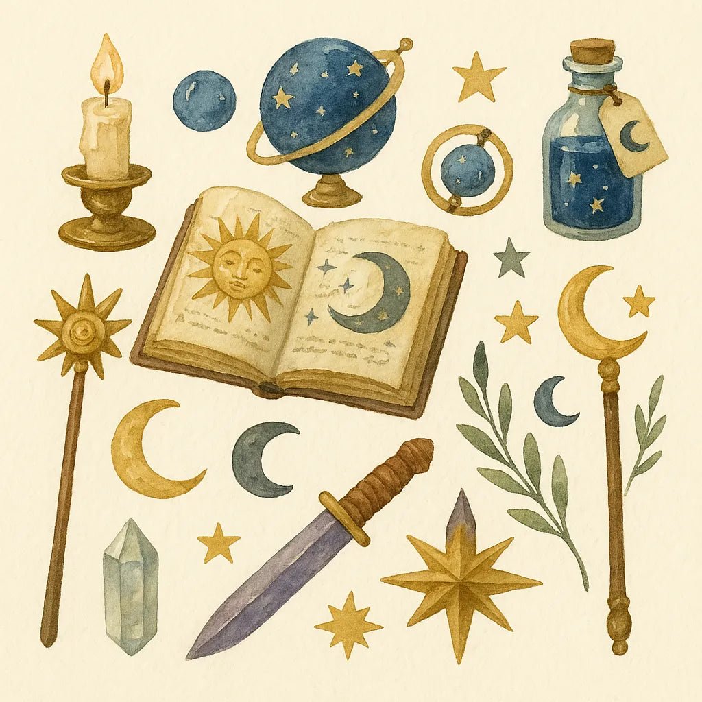 Example output from the Custom Watercolor Illustration Sheets ChatGPT prompt: hand-painted elements. Magic.