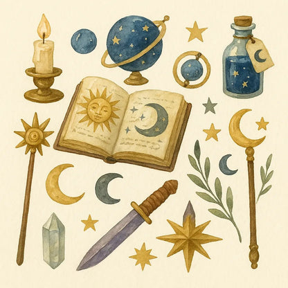 Example output from the Custom Watercolor Illustration Sheets ChatGPT prompt: hand-painted elements. Magic.