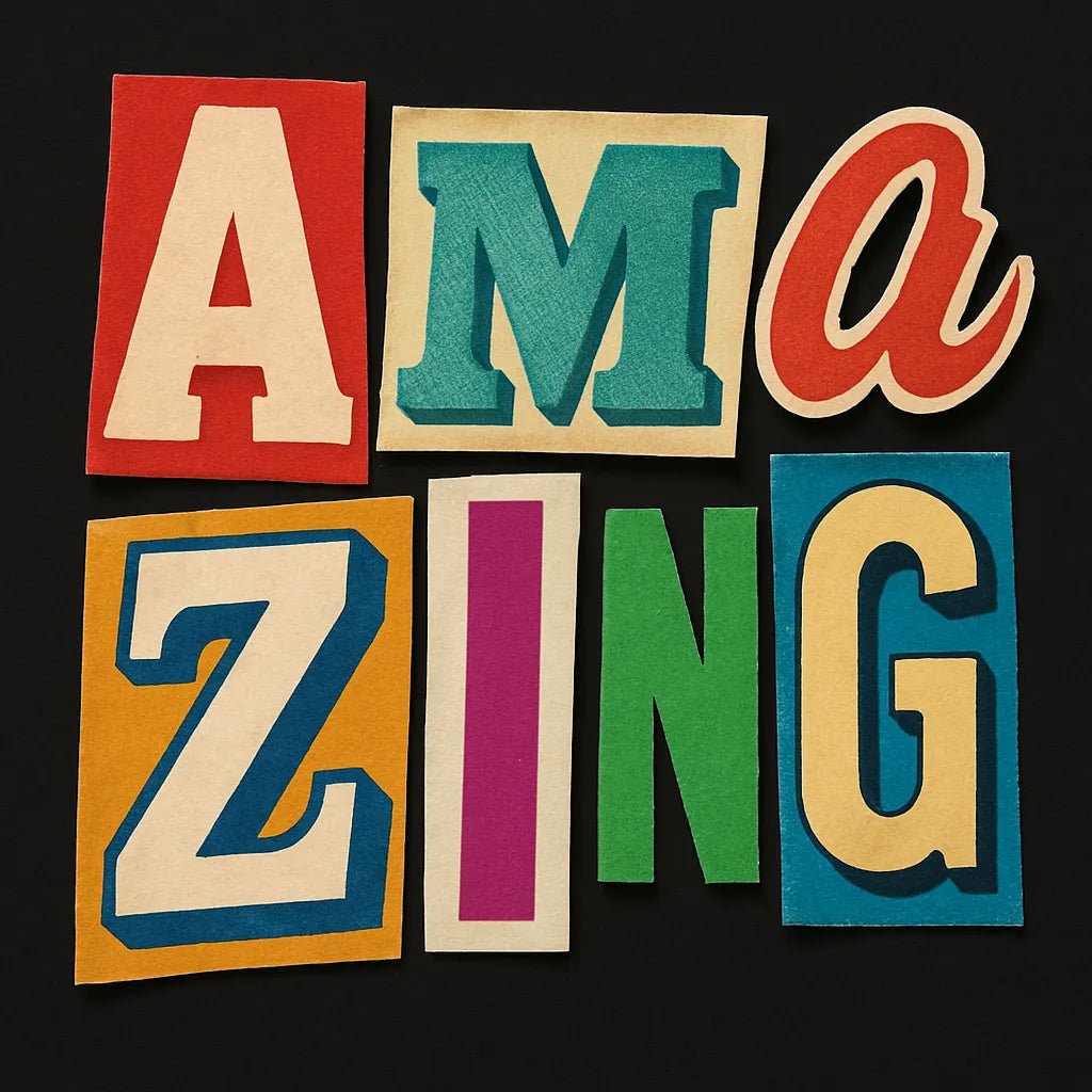 Example output from the Cutout Collage Typography Poster ChatGPT prompt: Amazing