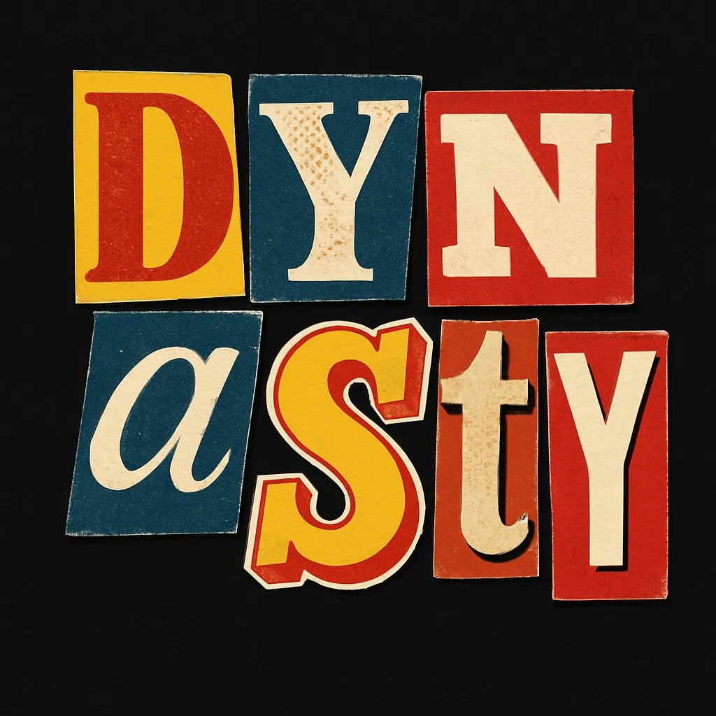 Example output from the Cutout Collage Typography Poster ChatGPT prompt: Dynasty