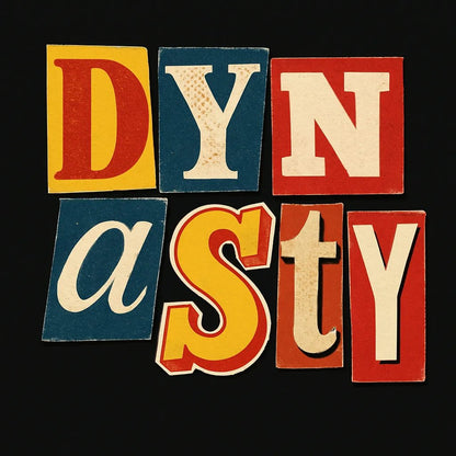 Example output from the Cutout Collage Typography Poster ChatGPT prompt: Dynasty