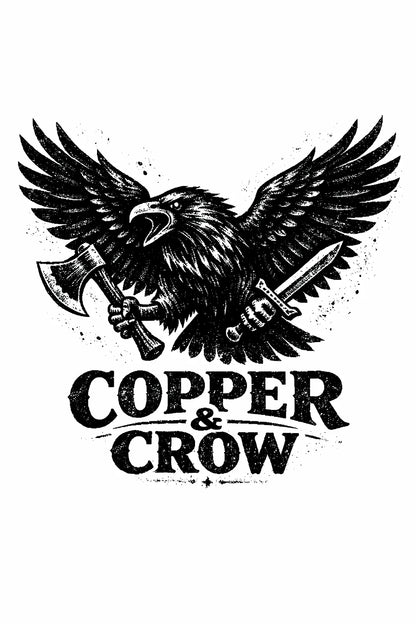 Example output from the Distressed Mascot Vintage Logos ChatGPT prompt: a distressed vintage engraving-style mascot logo for 'Copper & Grow' with a bold illustrated emblem and vintage typography.