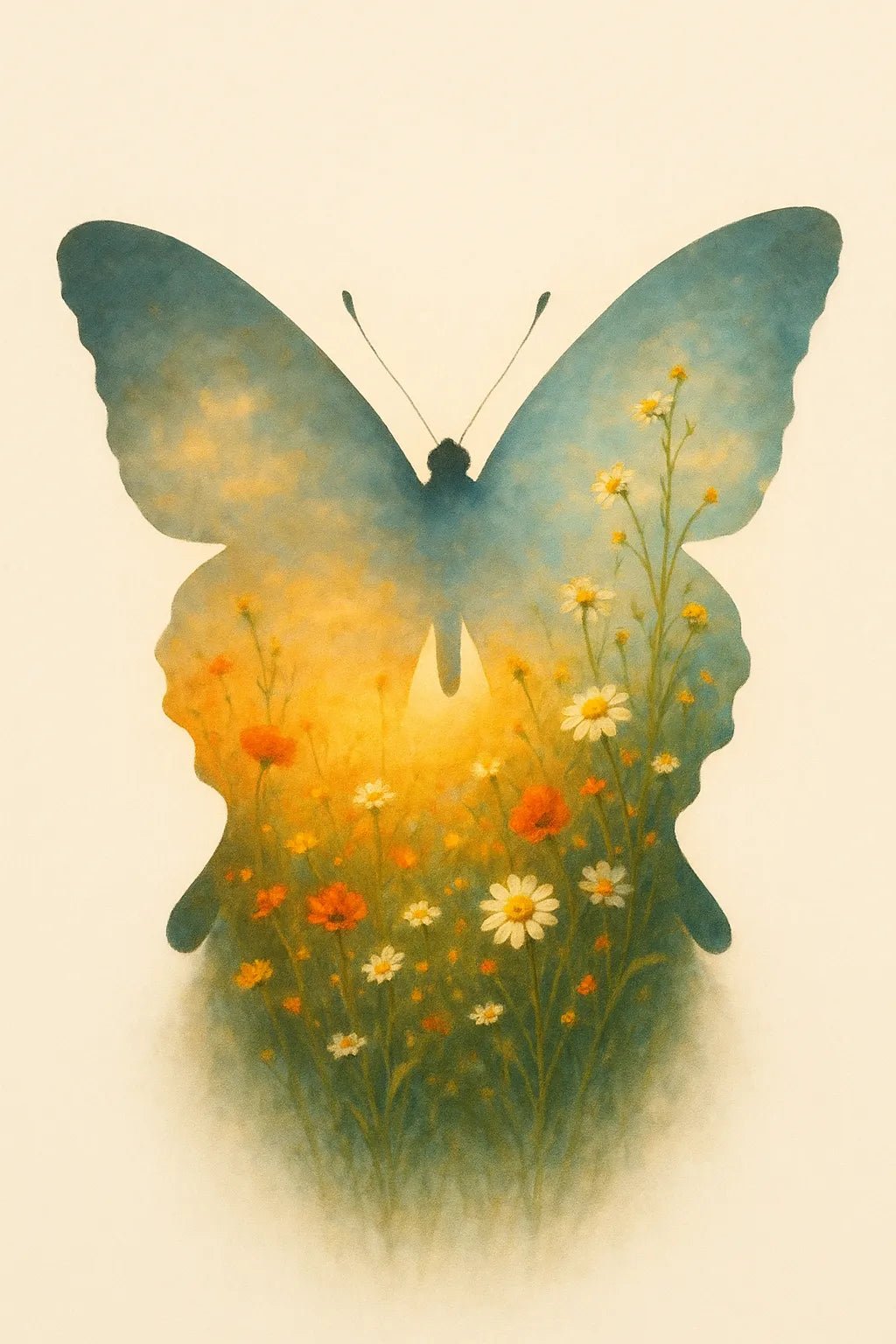 Example output from the Double Exposure Silhouette Art ChatGPT prompt: Butterfly