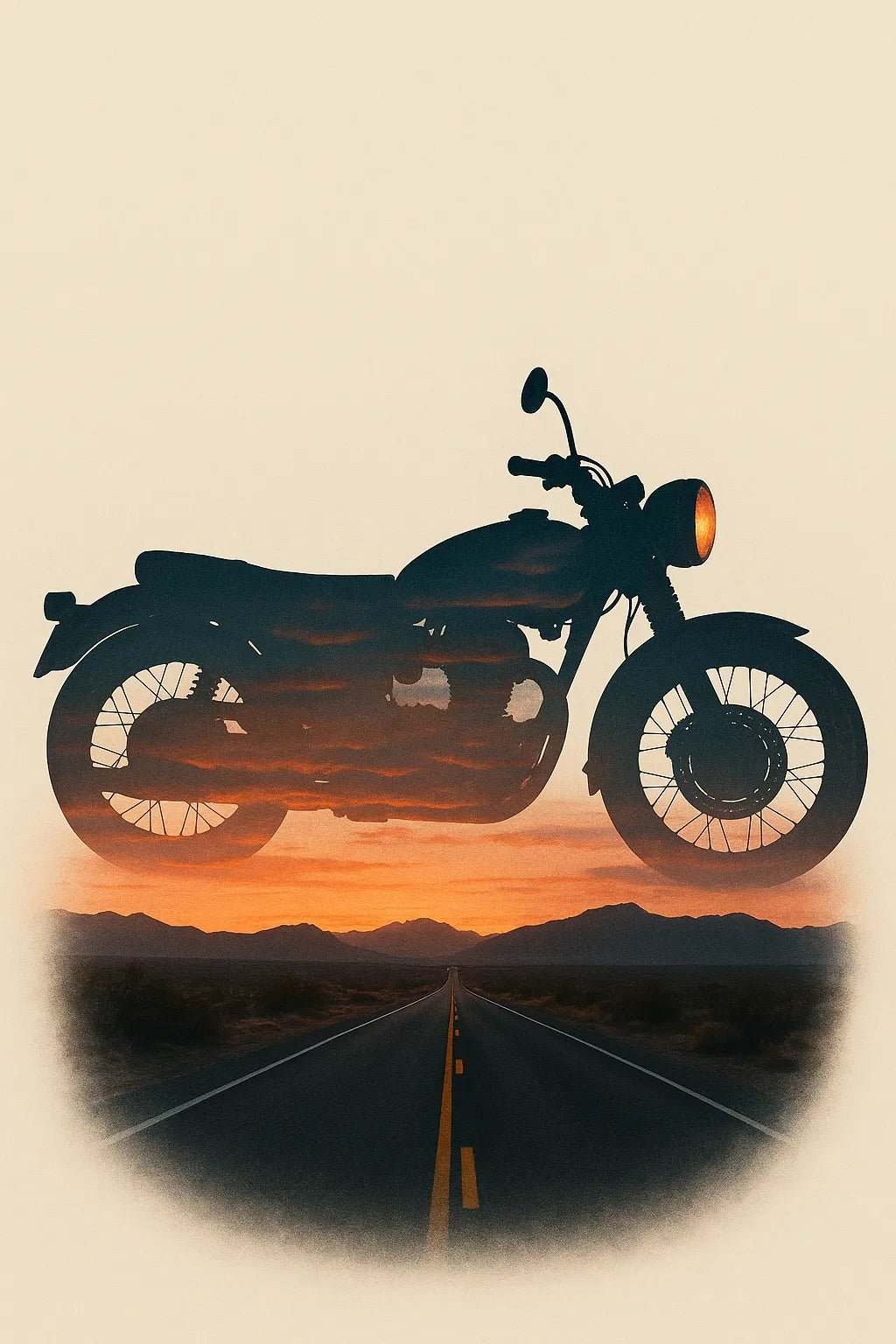 Example output from the Double Exposure Silhouette Art ChatGPT prompt: Motorcycle