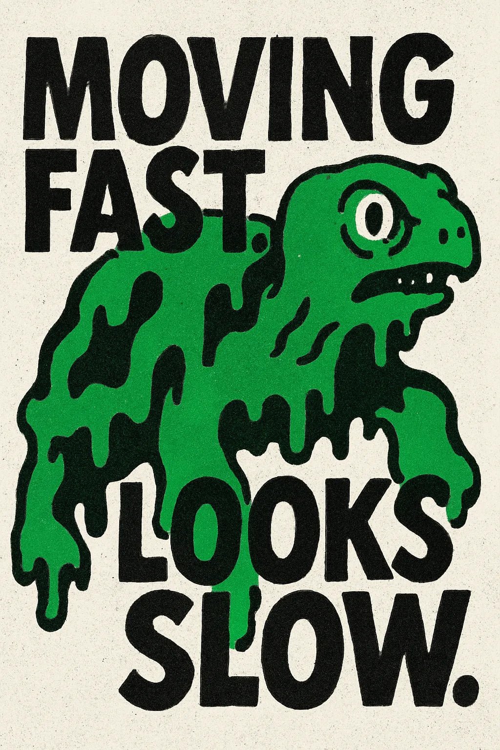 Example output from the Drippy Animal Quote Posters ChatGPT prompt: surreal animal poster graphics. Turtle.