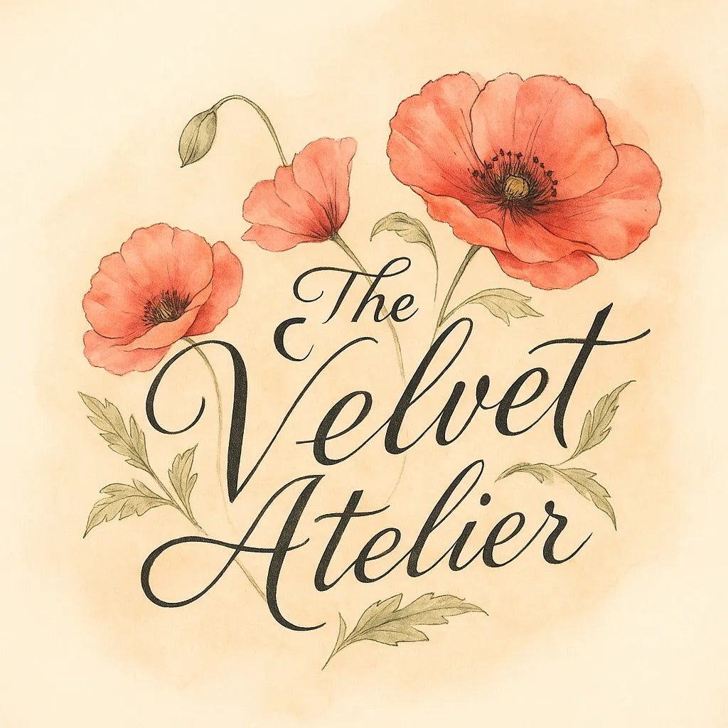 Example output from the Elegant Botanical Watercolor Logotype ChatGPT prompt: delicate logotype: The Velvet Atelier.