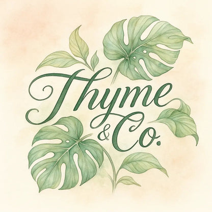 Example output from the Elegant Botanical Watercolor Logotype ChatGPT prompt: delicate logotype: Thyme & Co.