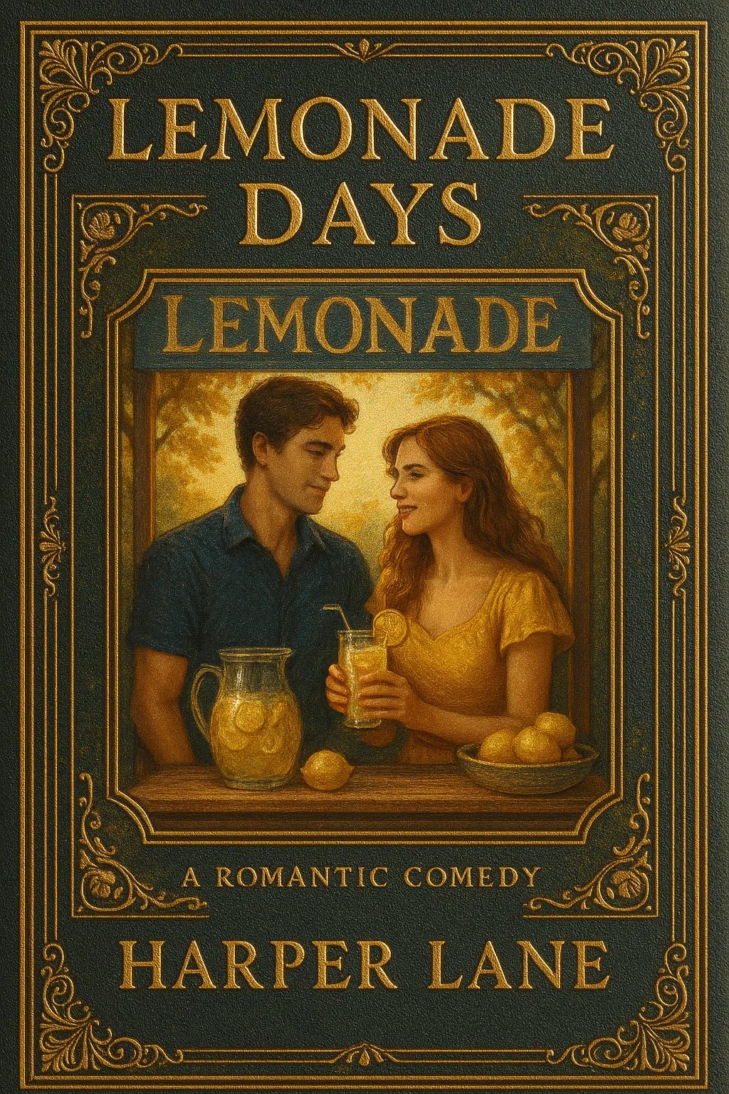 Example output from the Elegant Limited Edition Book Cover ChatGPT prompt: Lemonade Days 