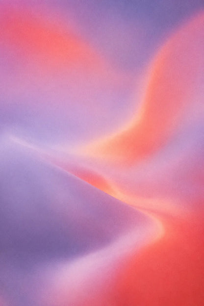 Example output from the Ethereal Grain Gradients ChatGPT prompt: an atmospheric grainy gradient background in purple-and-red tones with smooth organic flow, cinematic transitions and soft analog grain.