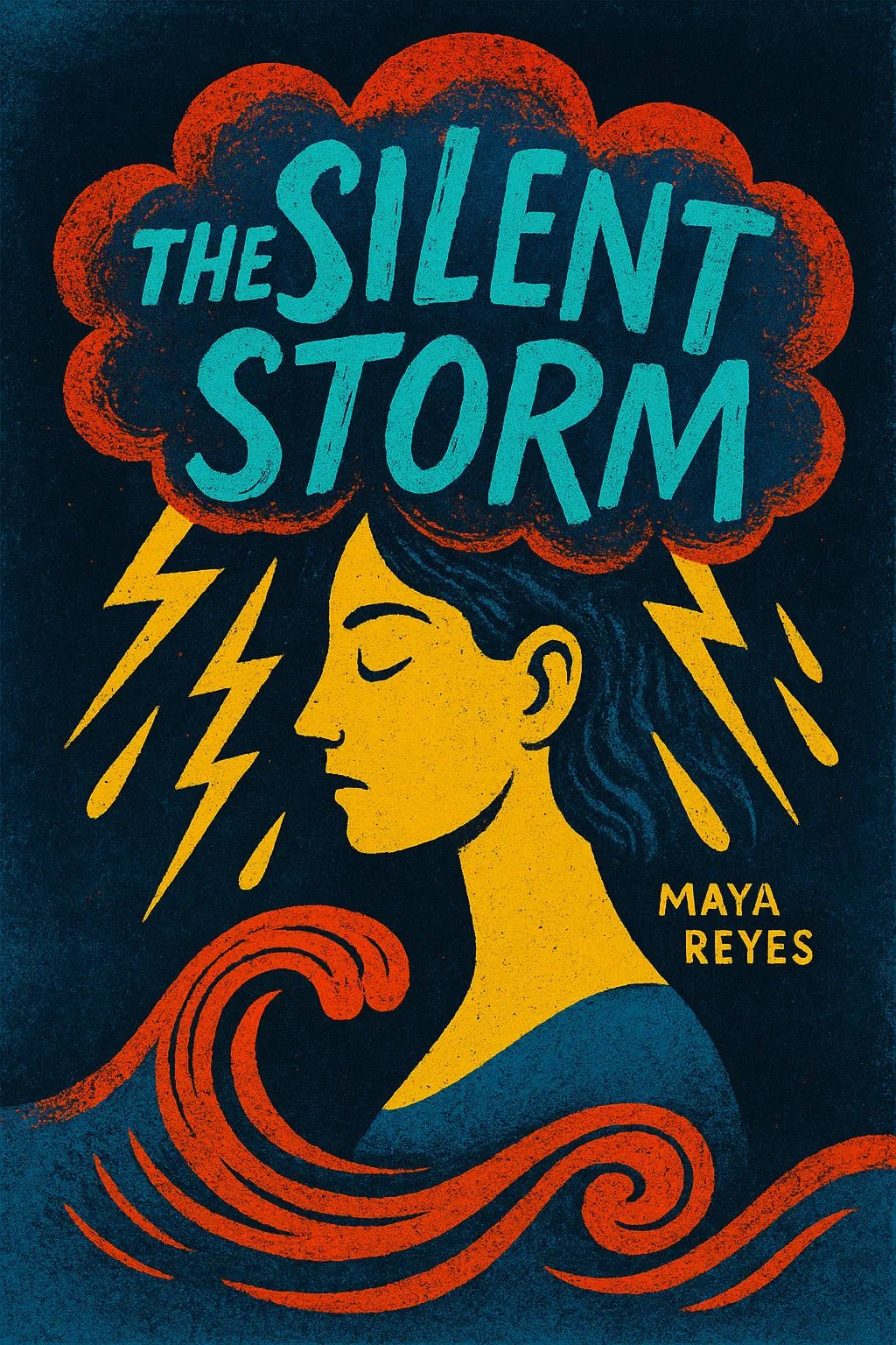 Example output from the Expressive Illustrated Book Covers ChatGPT prompt: bold, symbolic book cover illustration, The Silent Storm.