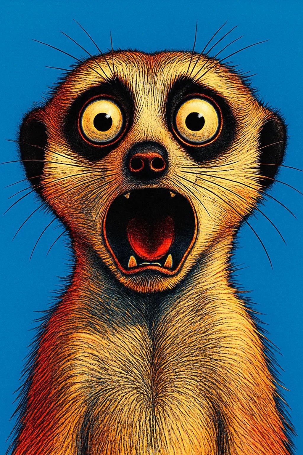 Example output from the Expressive Pop Art Animal Portraits ChatGPT prompt: surreal close-ups of expressive animals in pop art style. Meerkat.