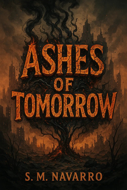 Example output from the Expressive Typography Book Cover ChatGPT prompt: Ashes of Tomorrow