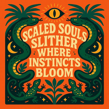 Example output from the Folk Art Quote Poster Designs ChatGPT prompt: bold folk-psychedelic poster Instincts
