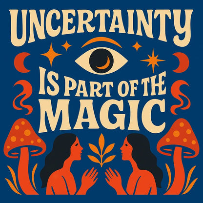 Example output from the Folk Art Quote Poster Designs ChatGPT prompt: bold folk-psychedelic poster Magic