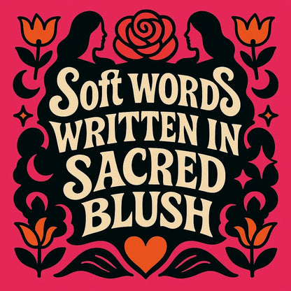 Example output from the Folk Art Quote Poster Designs ChatGPT prompt: bold folk-psychedelic poster Sacred Blush