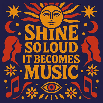 Example output from the Folk Art Quote Poster Designs ChatGPT prompt: bold folk-psychedelic poster Shine