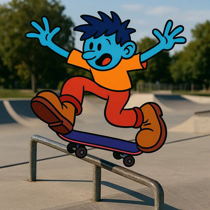 Example output from the Funky Cartoons In Real Photos ChatGPT prompt: 2D cartoon characters integrated into real photos. Preview 2.