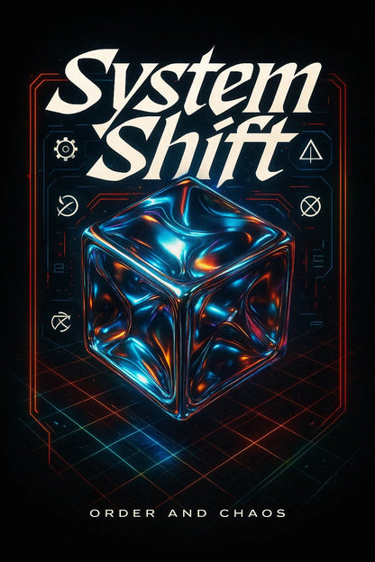 Example output from the Futuristic Chrome T-Shirt Designer ChatGPT prompt: System Shift.