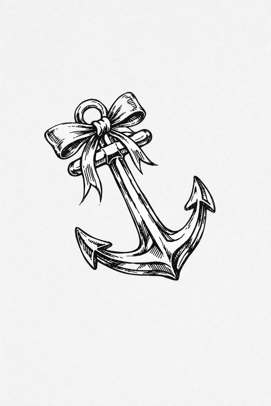 Example output from the Hand-Drawn Chrome Tattoo Sketch ChatGPT prompt: Anchor