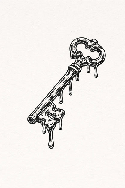 Example output from the Hand-Drawn Chrome Tattoo Sketch ChatGPT prompt: Antique Key