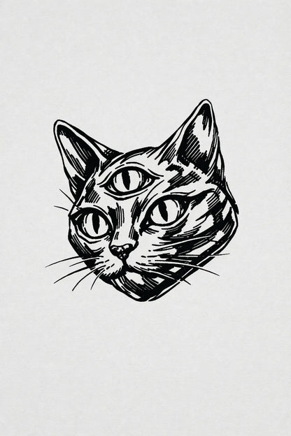 Example output from the Hand-Drawn Chrome Tattoo Sketch ChatGPT prompt: Cat
