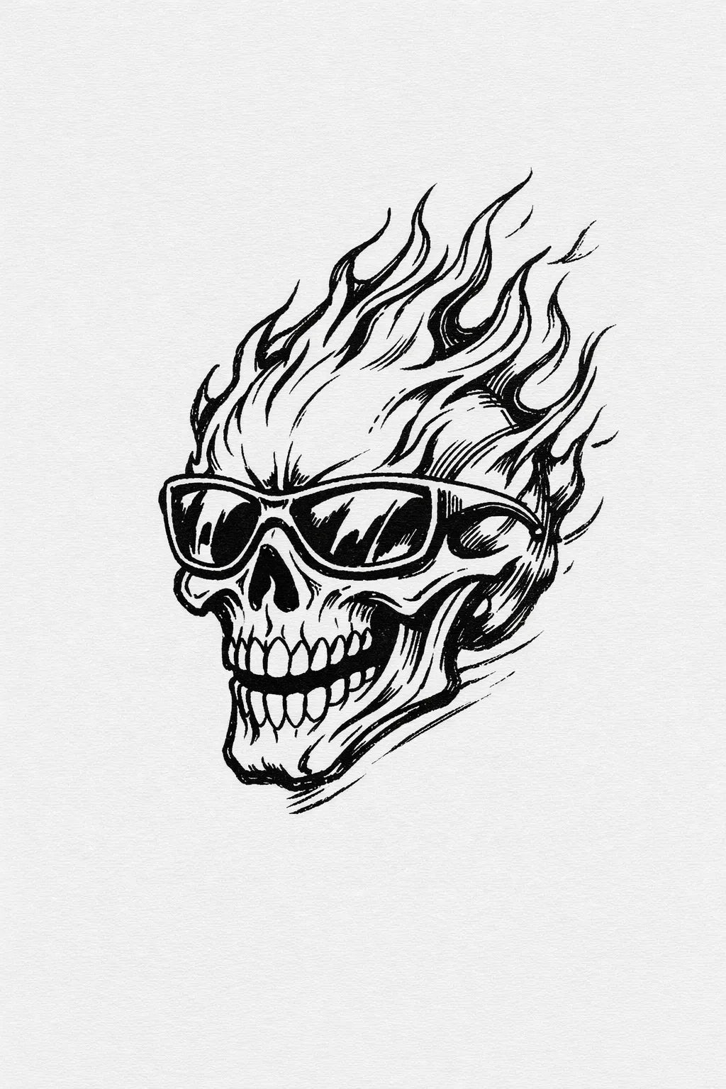 Example output from the Hand-Drawn Chrome Tattoo Sketch ChatGPT prompt: Skull
