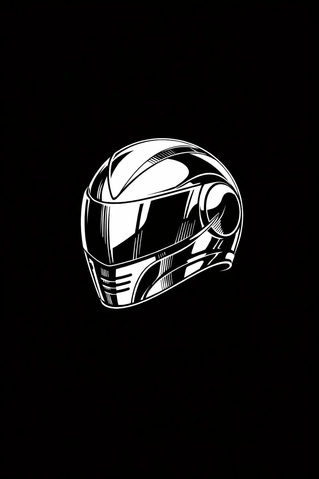 Example output from the High-Contrast Chrome Illustrations ChatGPT prompt: Futuristic Helmet