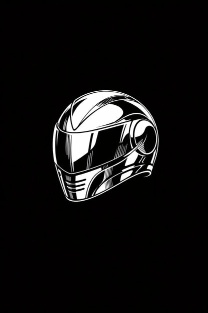 Example output from the High-Contrast Chrome Illustrations ChatGPT prompt: Futuristic Helmet