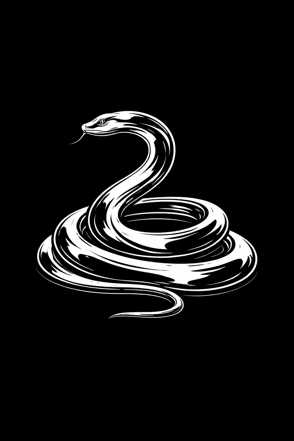 Example output from the High-Contrast Chrome Illustrations ChatGPT prompt: Snake
