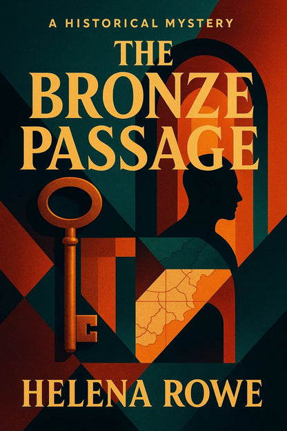 Example output from the High End Retro Modern Book Covers ChatGPT prompt: editorial-style book covers. The Bronze Passage.