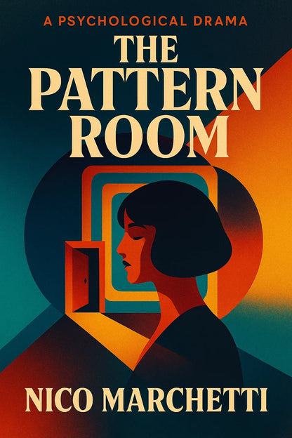 Example output from the High End Retro Modern Book Covers ChatGPT prompt: editorial-style book covers. The pattern Room.