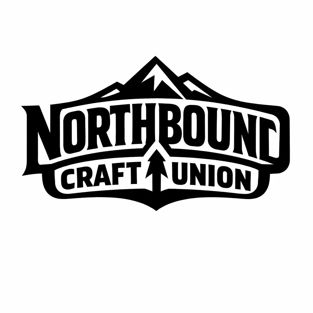 Black emblem logo design with bold typography and iconic symbol, prompt for timeless brand identity: Northbound Craft Union