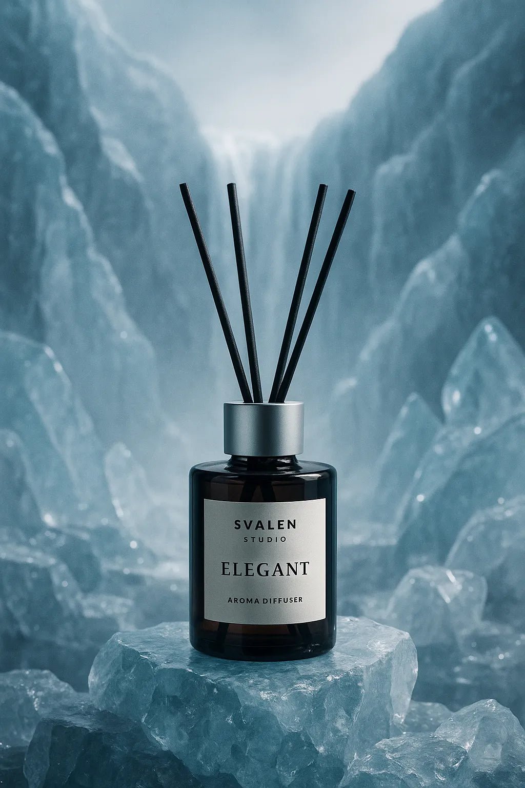 Example output from the Luxury Icy Product Photography ChatGPT prompt: Aroma Diffuser.
