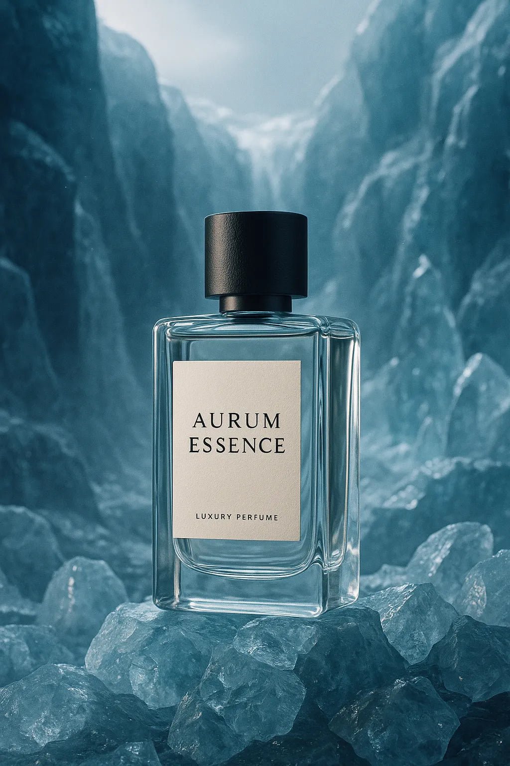Example output from the Luxury Icy Product Photography ChatGPT prompt: Luxury Perfume.