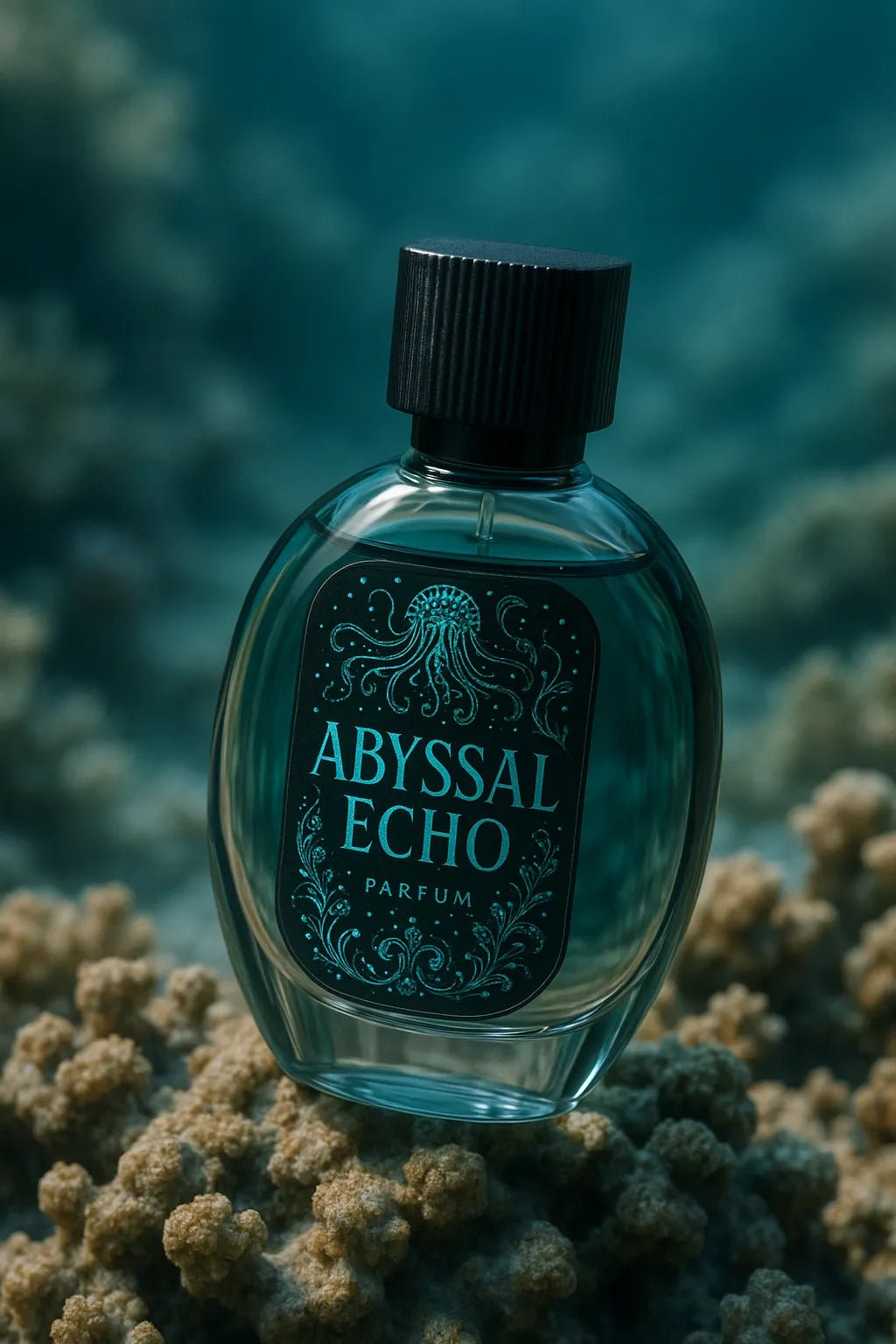 Example output from the Luxury Perfume Bottle Photo ChatGPT prompt: Abyssal Echo