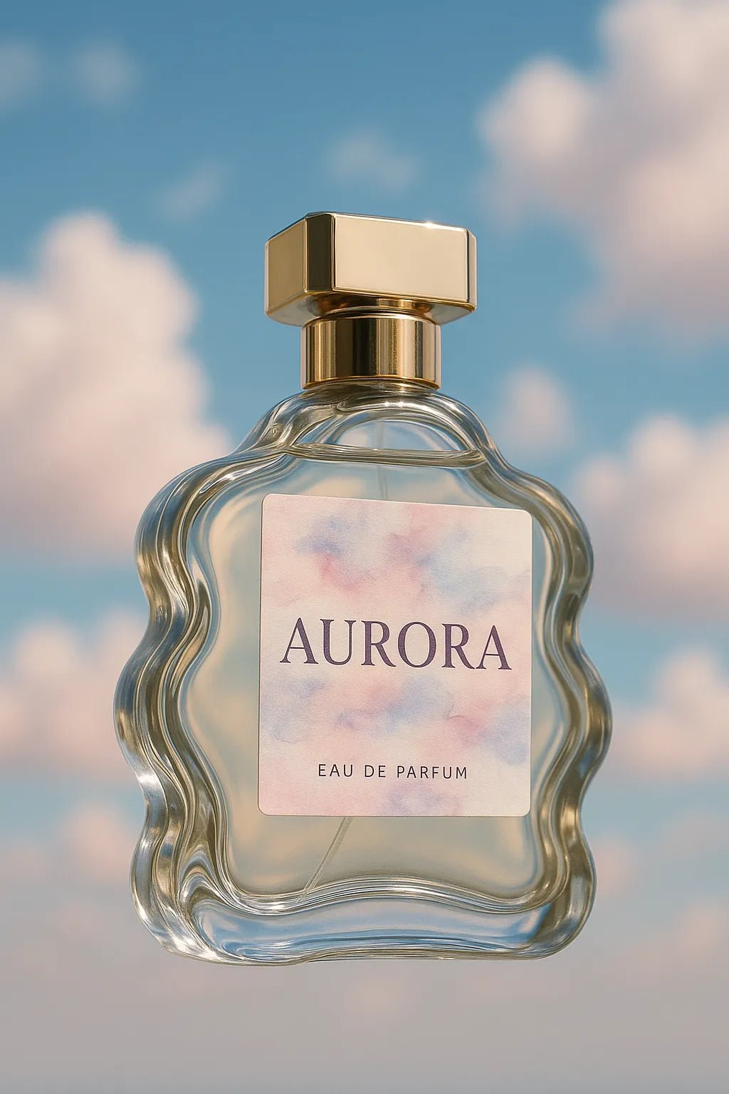 Example output from the Luxury Perfume Bottle Photo ChatGPT prompt: Aurora