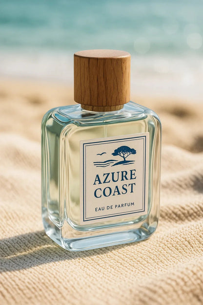 Example output from the Luxury Perfume Bottle Photo ChatGPT prompt: Azure Coast
