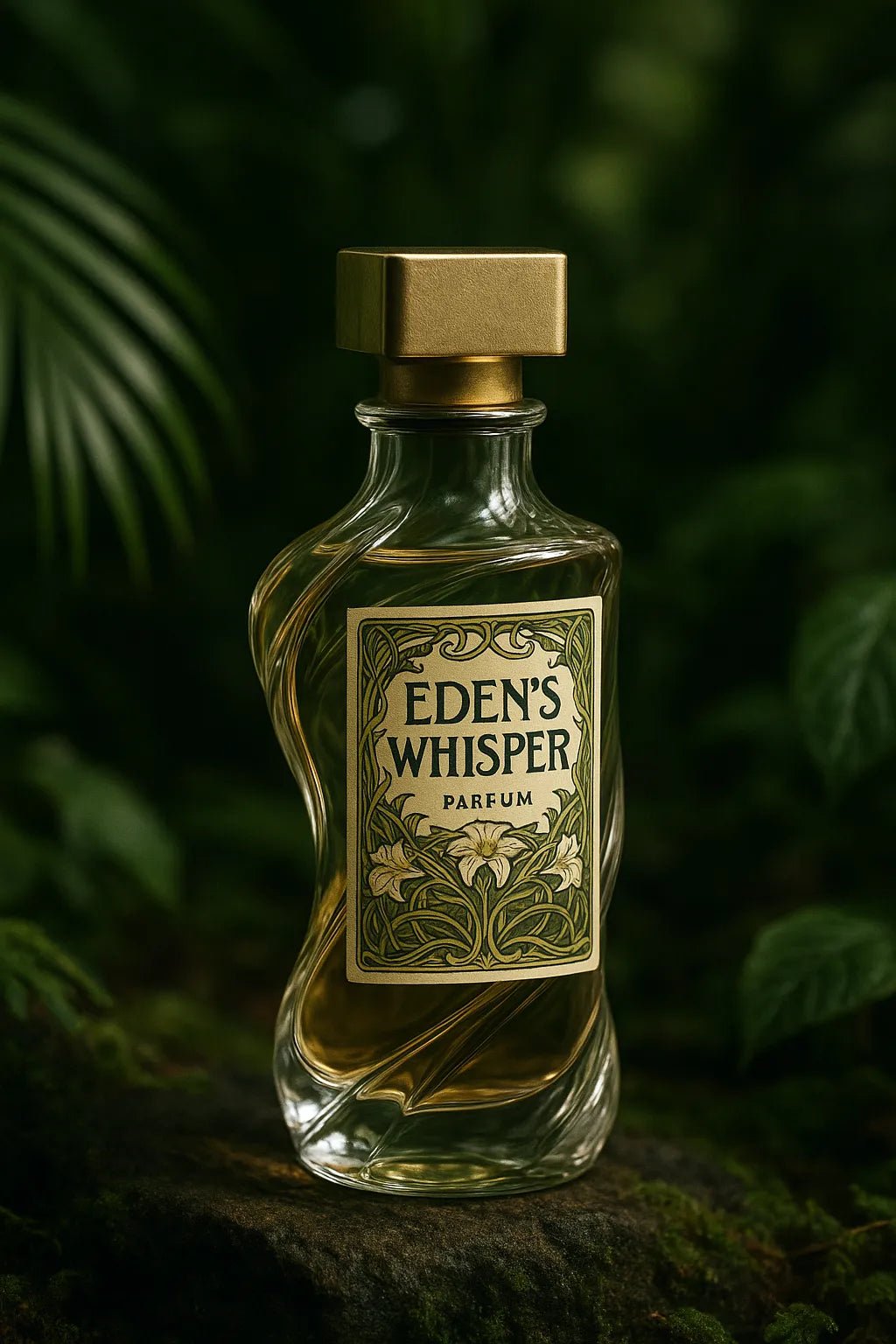 Example output from the Luxury Perfume Bottle Photo ChatGPT prompt: Eden's Whisper
