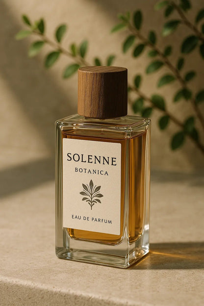 Example output from the Luxury Perfume Bottle Photo ChatGPT prompt: Solenne