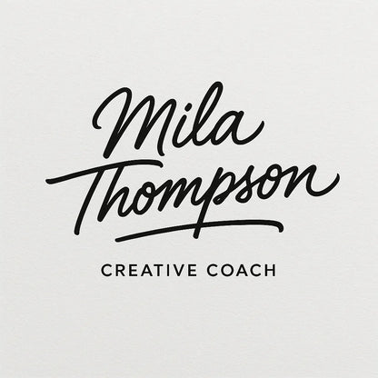 Example output from the Luxury Signature Logo Creator ChatGPT prompt: elegant signature-style logo. Mila Thompson.
